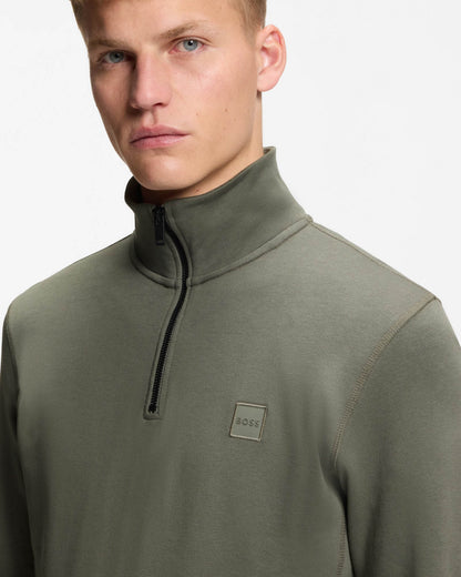 BOSS Orange Zetrust Mens 1/4 Zip Sweatshirt - Open Grey 076 - CHO - Designer Mens Sweatshirts