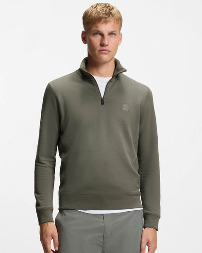 BOSS Orange Zetrust Mens 1/4 Zip Sweatshirt - Open Grey 076 - CHO - Designer Mens Sweatshirts