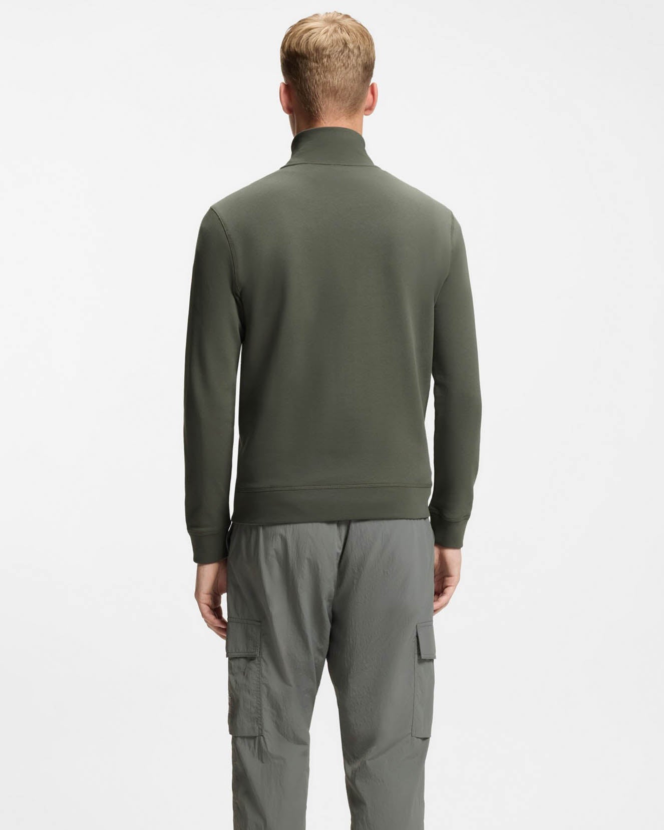 BOSS Orange Zetrust Mens 1/4 Zip Sweatshirt - Open Grey 076 - CHO - Designer Mens Sweatshirts