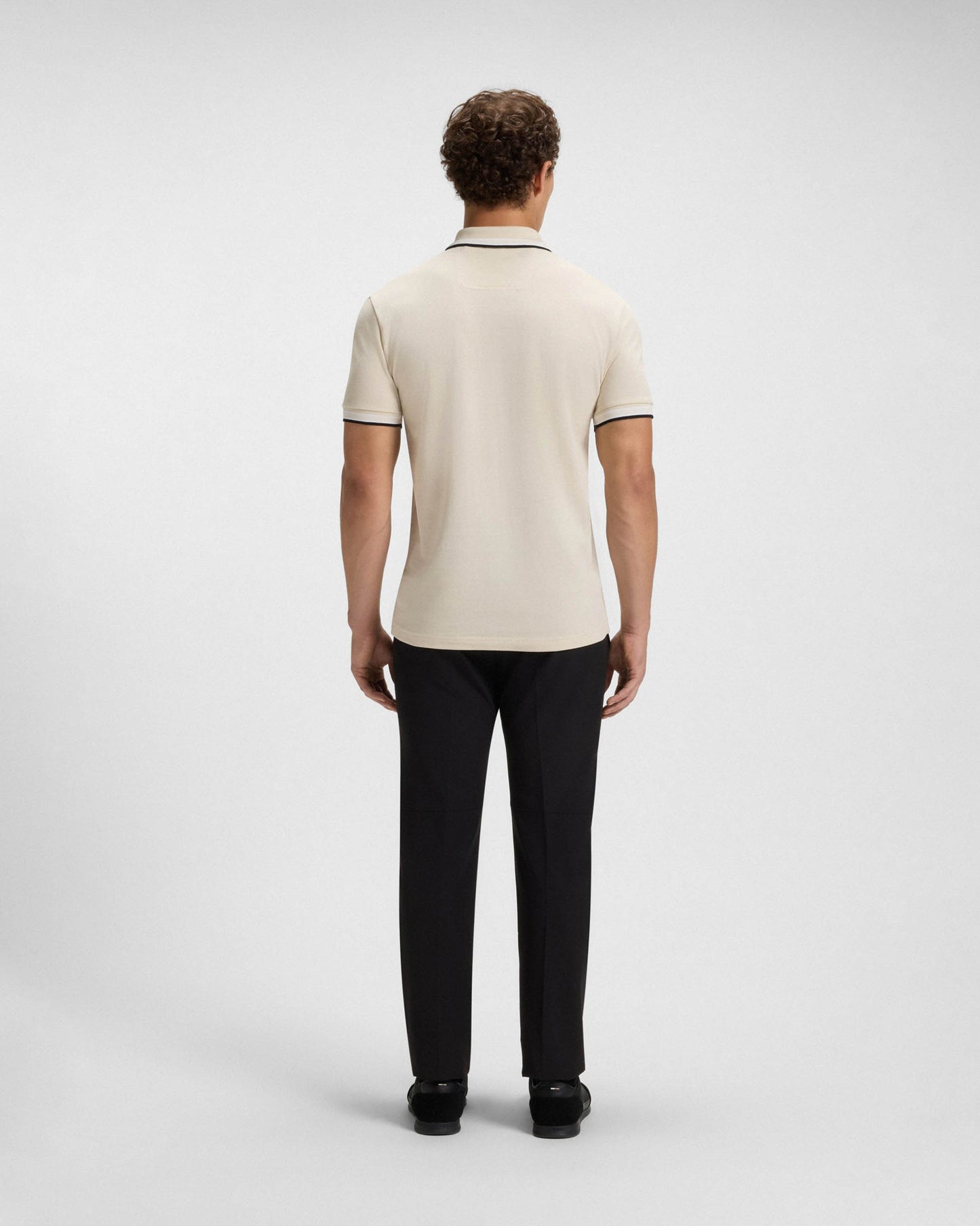 BOSS Green Paddy Mens Cotton-Piqué Polo Shirt with Contrast Logo - Open White 133