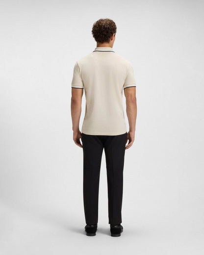 BOSS Green Paddy Mens Cotton-Piqué Polo Shirt with Contrast Logo - Open White 133