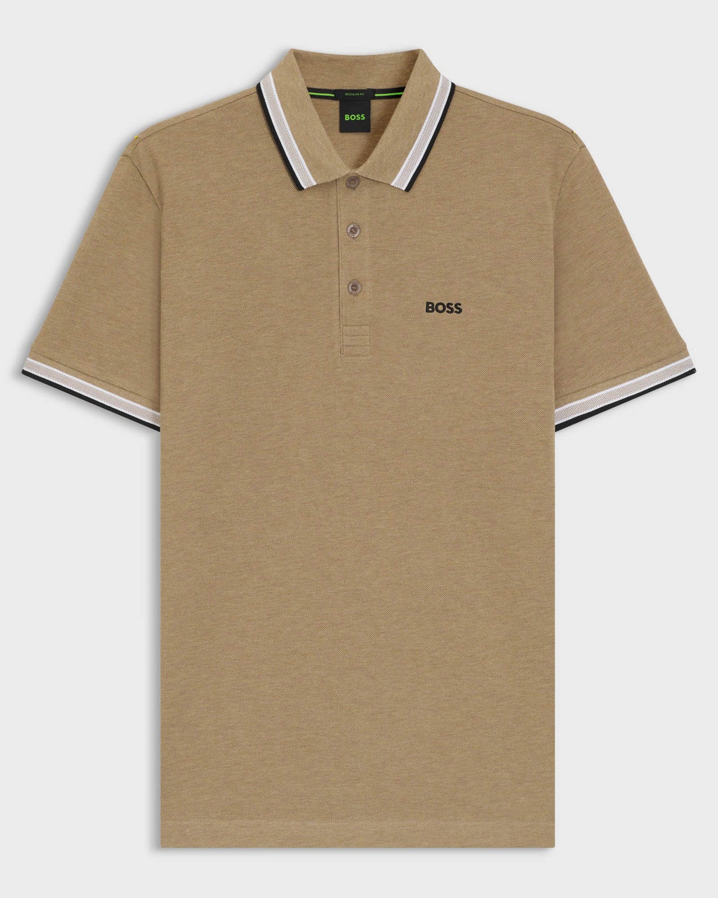 BOSS Green Paddy Mens Cotton-Piqué Polo Shirt with Contrast Logo - Medium Beige 266