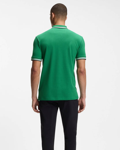 BOSS Green Paddy Mens Cotton-Piqué Polo Shirt with Contrast Logo - Bright Green 320