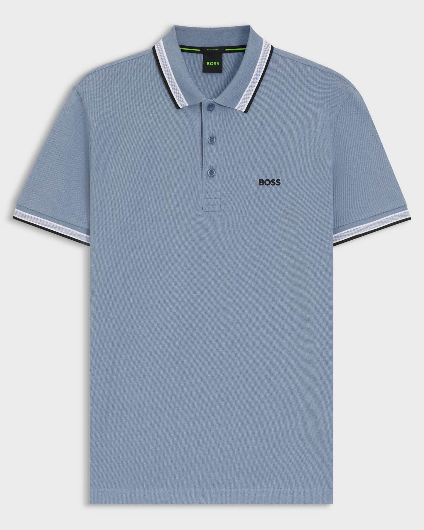 BOSS Green Paddy Mens Cotton-Piqué Polo Shirt with Contrast Logo - Open Blue 490