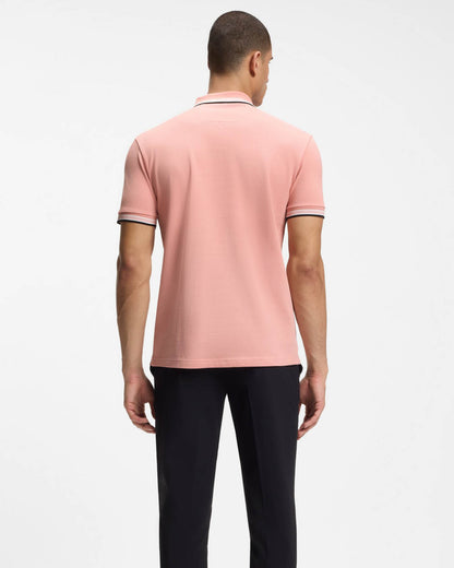 BOSS Green Paddy Mens Cotton-Piqué Polo Shirt with Contrast Logo - Light/Pastel Pink 686
