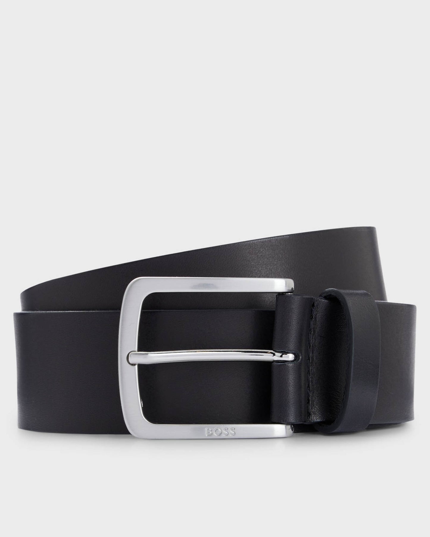 BOSS Orange Jor-V Mens Italian-Leather Belt With Logo-Engraved Buckle - Black 001