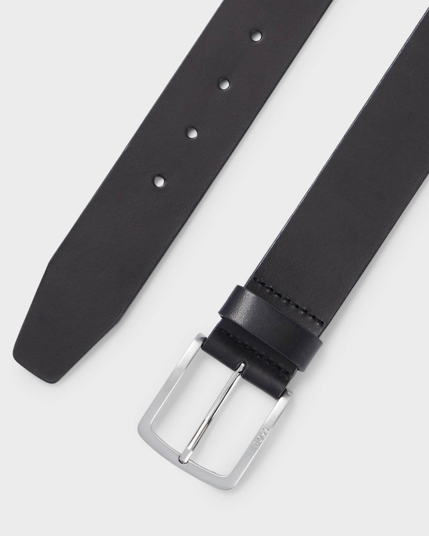 BOSS Orange Jor-V Mens Italian-Leather Belt With Logo-Engraved Buckle - Black 001