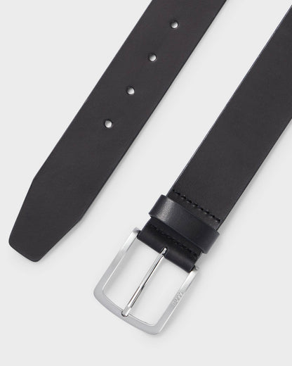 BOSS Orange Jor-V Mens Italian-Leather Belt With Logo-Engraved Buckle - Black 001