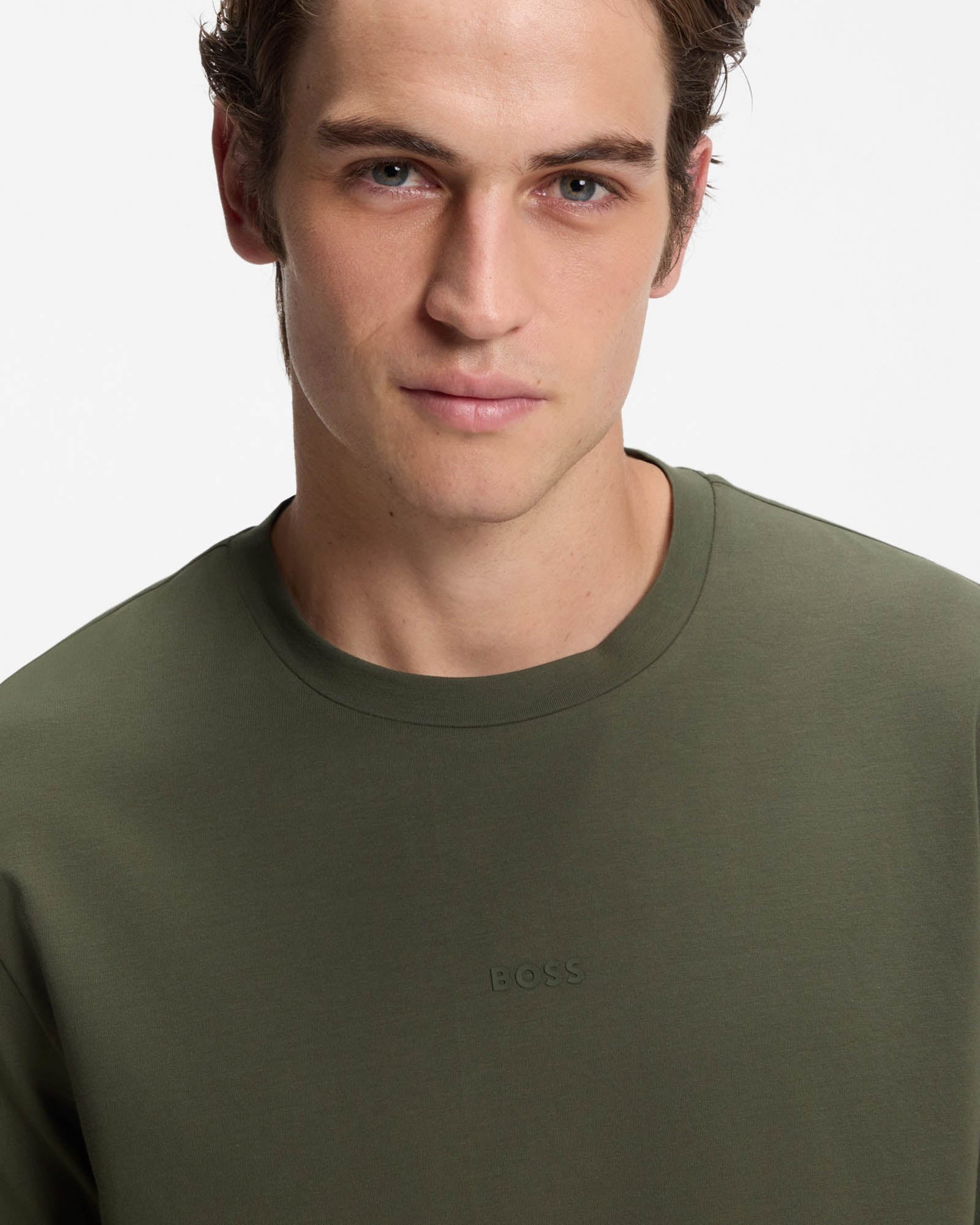 BOSS Orange TChup Mens Crew Neck Small Logo T - Shirt - Bright Green 325 | CHO | Designer Mens Logo T - Shirts