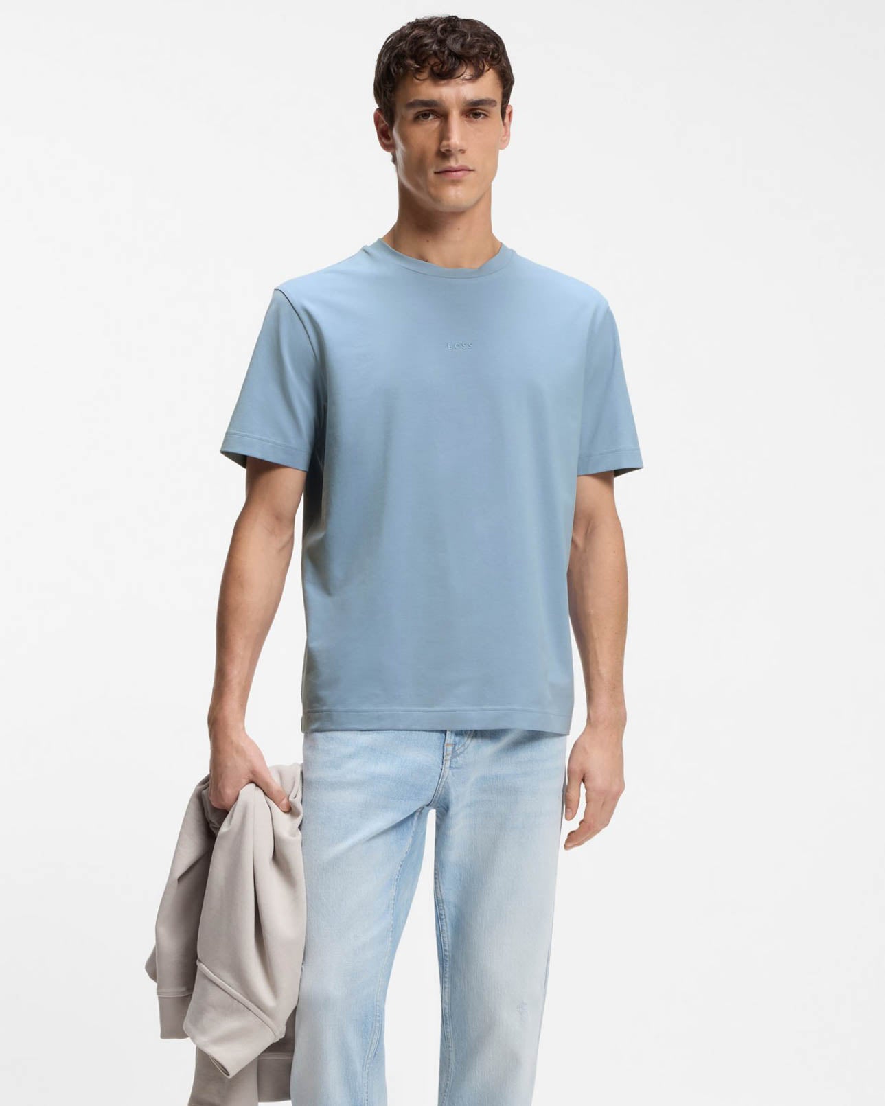 BOSS Orange TChup Mens Crew Neck Small Logo T-Shirt - Light/Pastel Blue 458