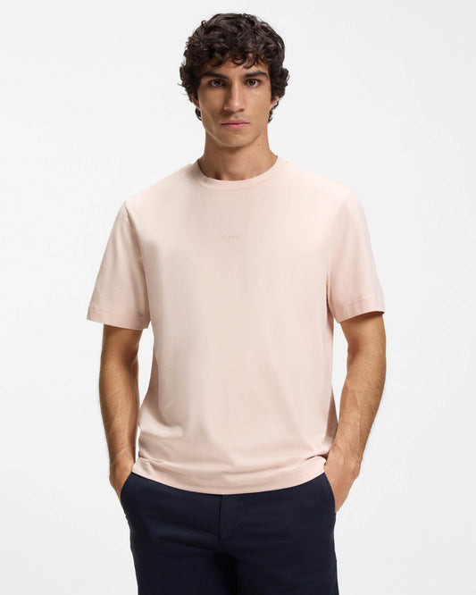 BOSS Orange TChup Mens Crew Neck Small Logo T-Shirt - Open Pink 690