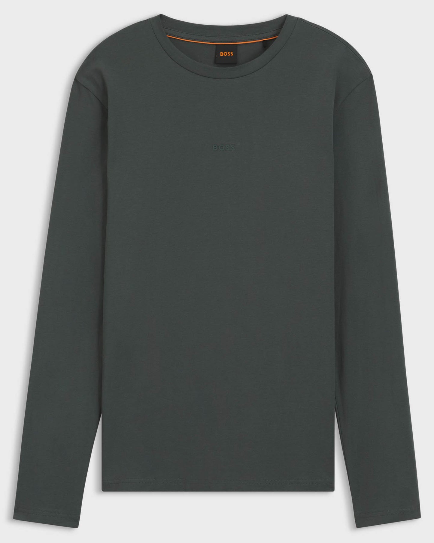 BOSS Orange Tchark Mens Long Sleeve Stretch Cotton T-Shirt - Open Green 377