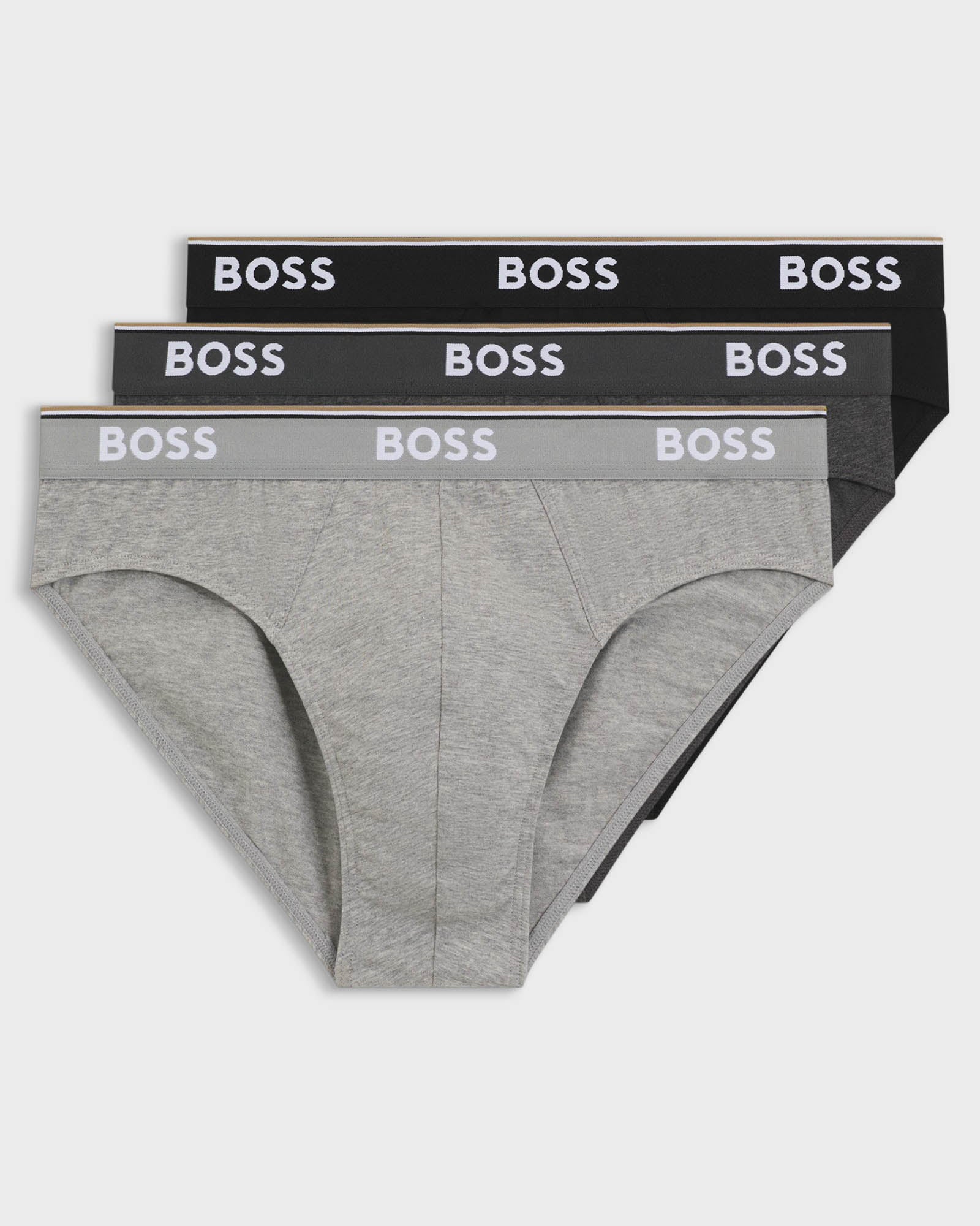BOSS Orange 3 Pack Mens Power Briefs - Open Grey 061 | CHO | Designer Mens Underwear