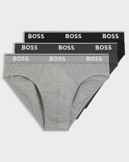 BOSS Orange 3 Pack Mens Power Briefs - Open Grey 061 | CHO | Designer Mens Underwear