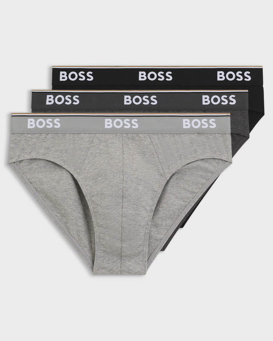 BOSS Orange 3 Pack Mens Power Briefs - Open Grey 061 | CHO | Designer Mens Underwear