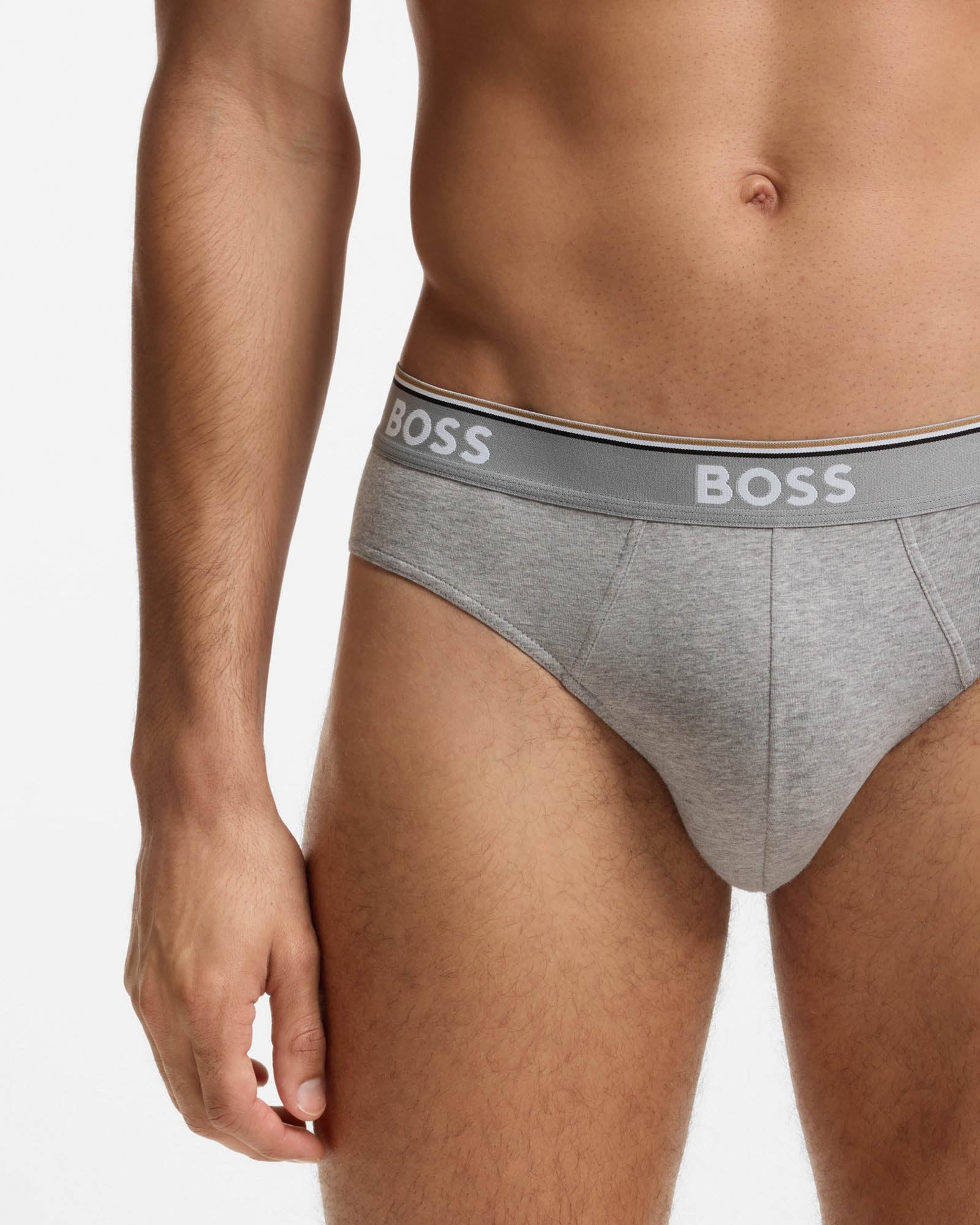 BOSS Orange 3 Pack Mens Power Briefs - Open Grey 061 | CHO | Designer Mens Underwear