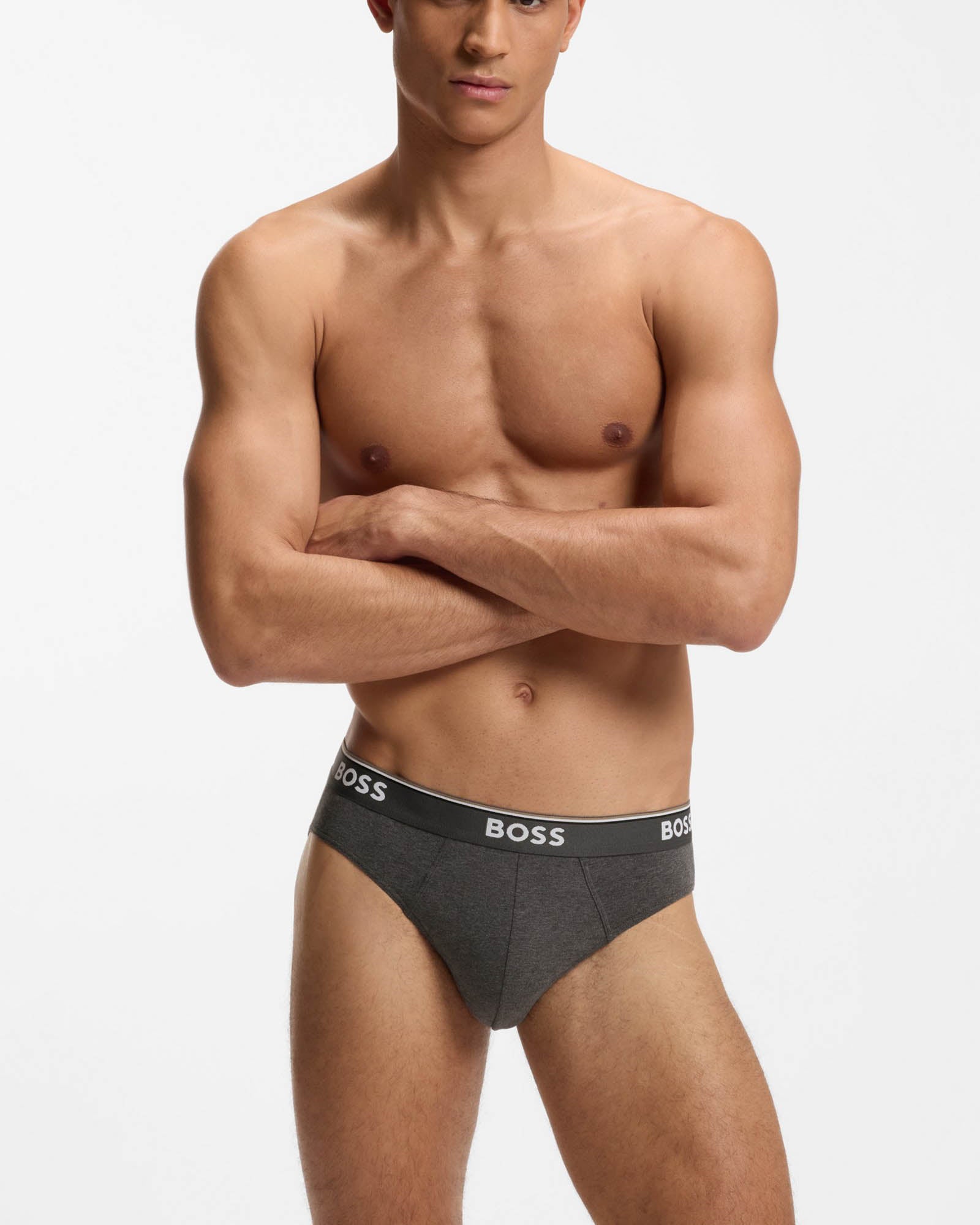 BOSS Orange 3 Pack Mens Power Briefs - Open Grey 061 | CHO | Designer Mens Underwear