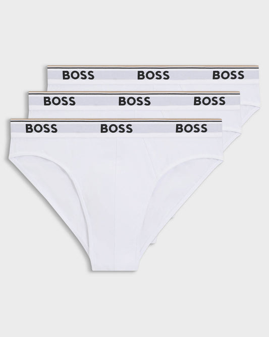BOSS Orange 3 Pack Mens Power Briefs - White 100 | CHO | Designer Mens Underwear