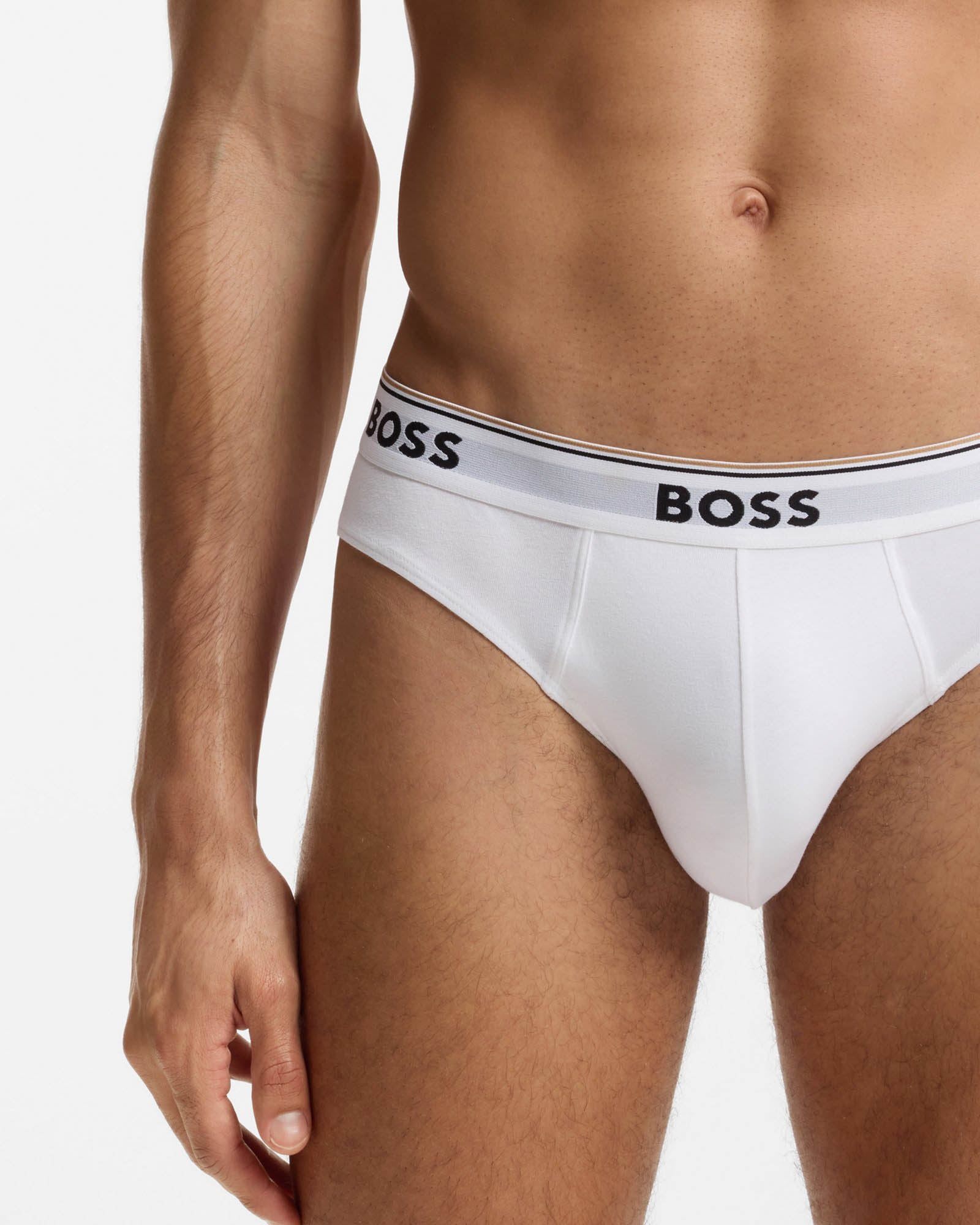 BOSS Orange 3 Pack Mens Power Briefs - White 100 | CHO | Designer Mens Underwear