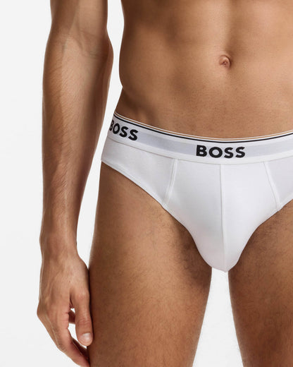 BOSS Orange 3 Pack Mens Power Briefs - White 100 | CHO | Designer Mens Underwear