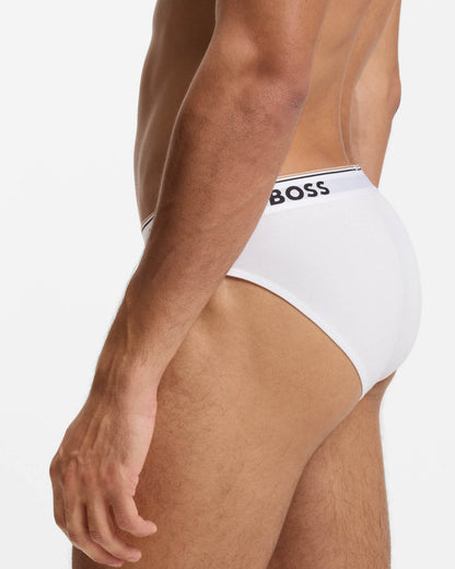 BOSS Orange 3 Pack Mens Power Briefs - White 100 | CHO | Designer Mens Underwear