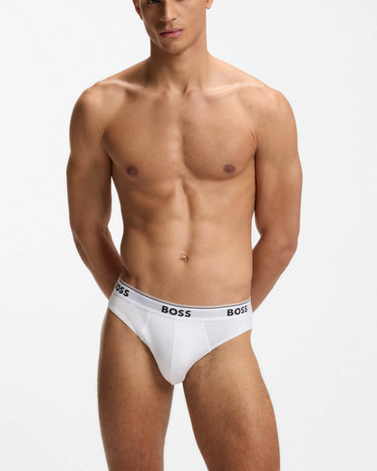 BOSS Orange 3 Pack Mens Power Briefs - White 100 | CHO | Designer Mens Underwear