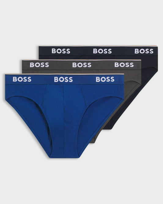 BOSS Orange 3 Pack Mens Power Briefs - Open Blue 487 | CHO | Designer Mens Underwear