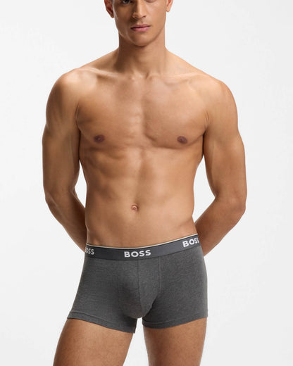BOSS Orange 3 Pack Mens Power Trunks NOS - Open Grey 061 | CHO | Designer Mens Underwear
