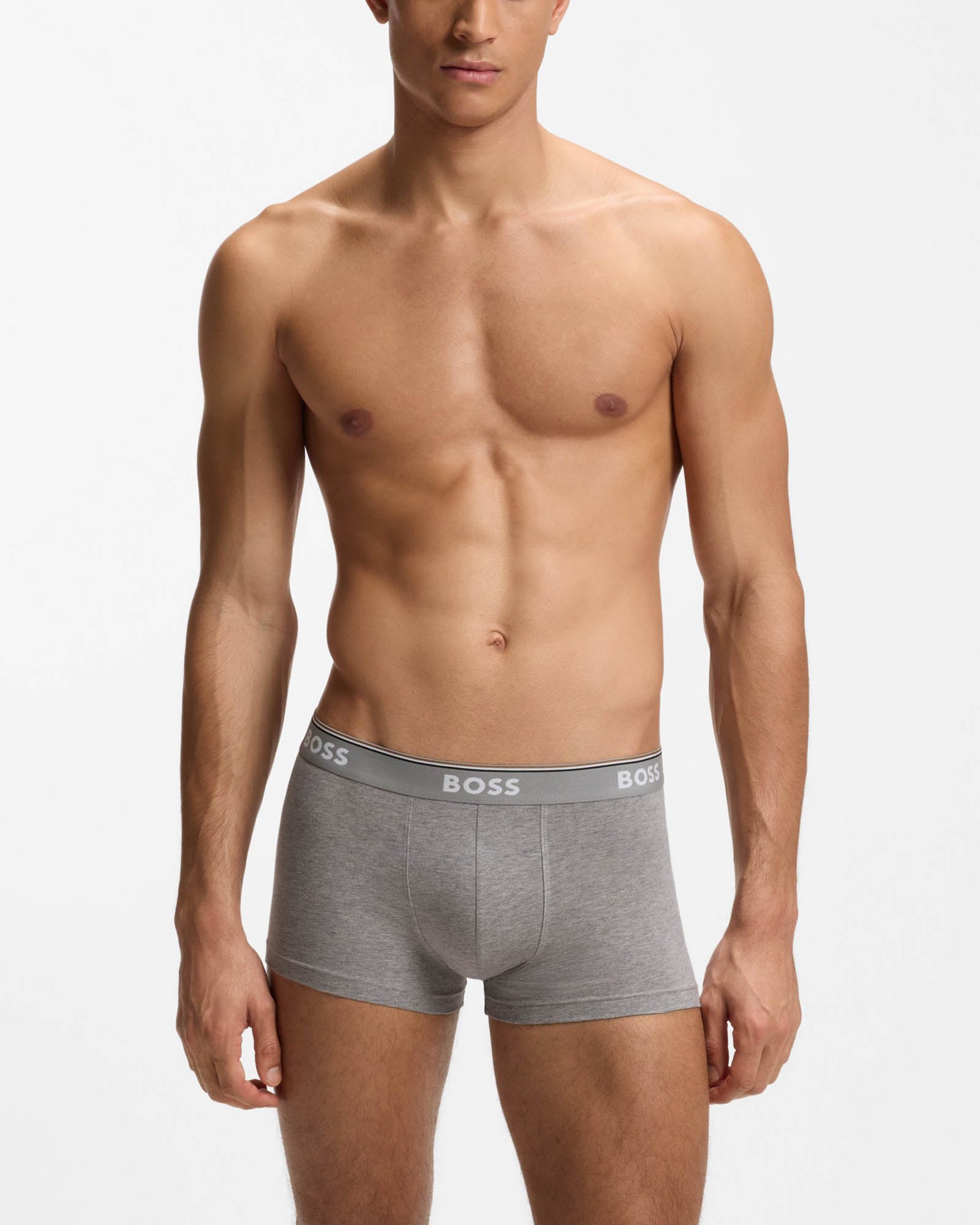 BOSS Orange 3 Pack Mens Power Trunks NOS - Open Grey 061 | CHO | Designer Mens Underwear