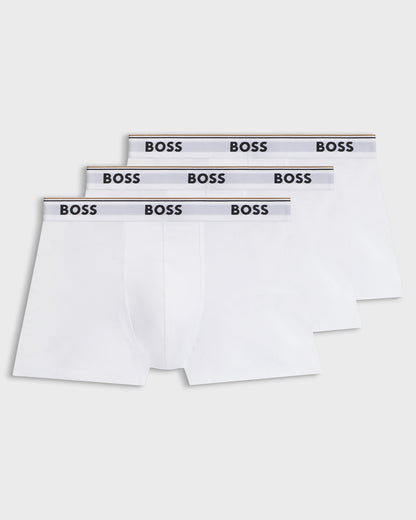 BOSS Orange 3 Pack Mens Power Trunks - White 100 | CHO | Designer Mens Underwear
