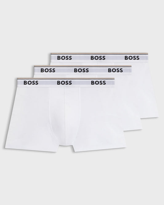 BOSS Orange 3 Pack Mens Power Trunks - White 100 | CHO | Designer Mens Underwear