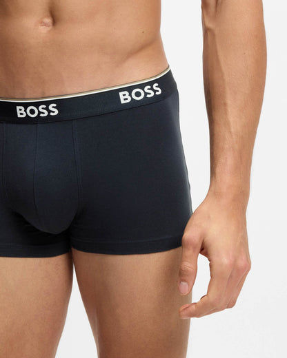 BOSS Orange 3 Pack Mens Power Trunks NOS - Open Blue 480 | CHO | Designer Mens Underwear