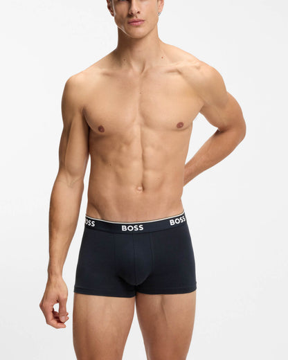 BOSS Orange 3 Pack Mens Power Trunks NOS - Open Blue 480 | CHO | Designer Mens Underwear