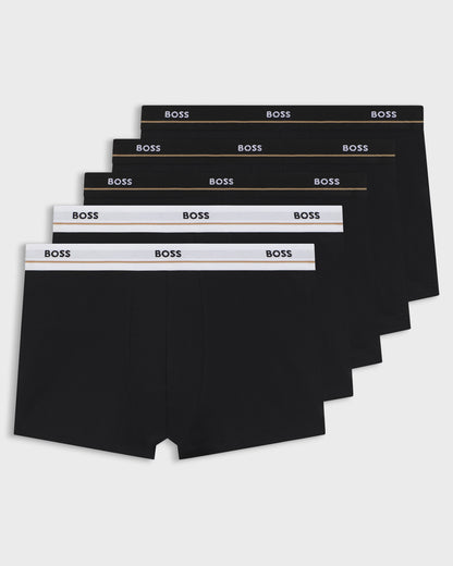 BOSS Orange 5 Pack Mens Essential Trunks - Black 001 | CHO | Designer Mens Underwear