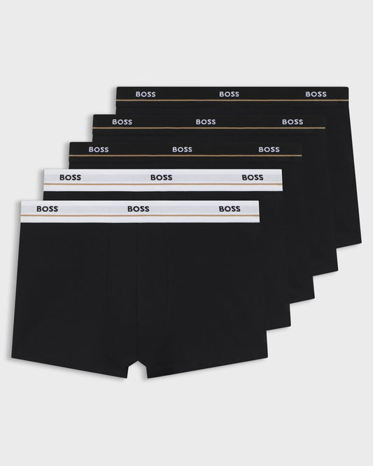 BOSS Orange 5 Pack Mens Essential Trunks - Black 001 | CHO | Designer Mens Underwear