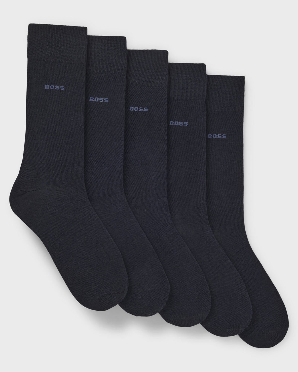 BOSS Orange 5 Pack Regular Length Uni Color Mens Combed Cotton Socks - Dark Blue 401 | CHO | Designer Mens Socks
