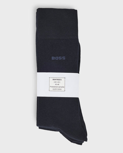 BOSS Orange 5 Pack Regular Length Uni Color Mens Combed Cotton Socks - Dark Blue 401 | CHO | Designer Mens Socks