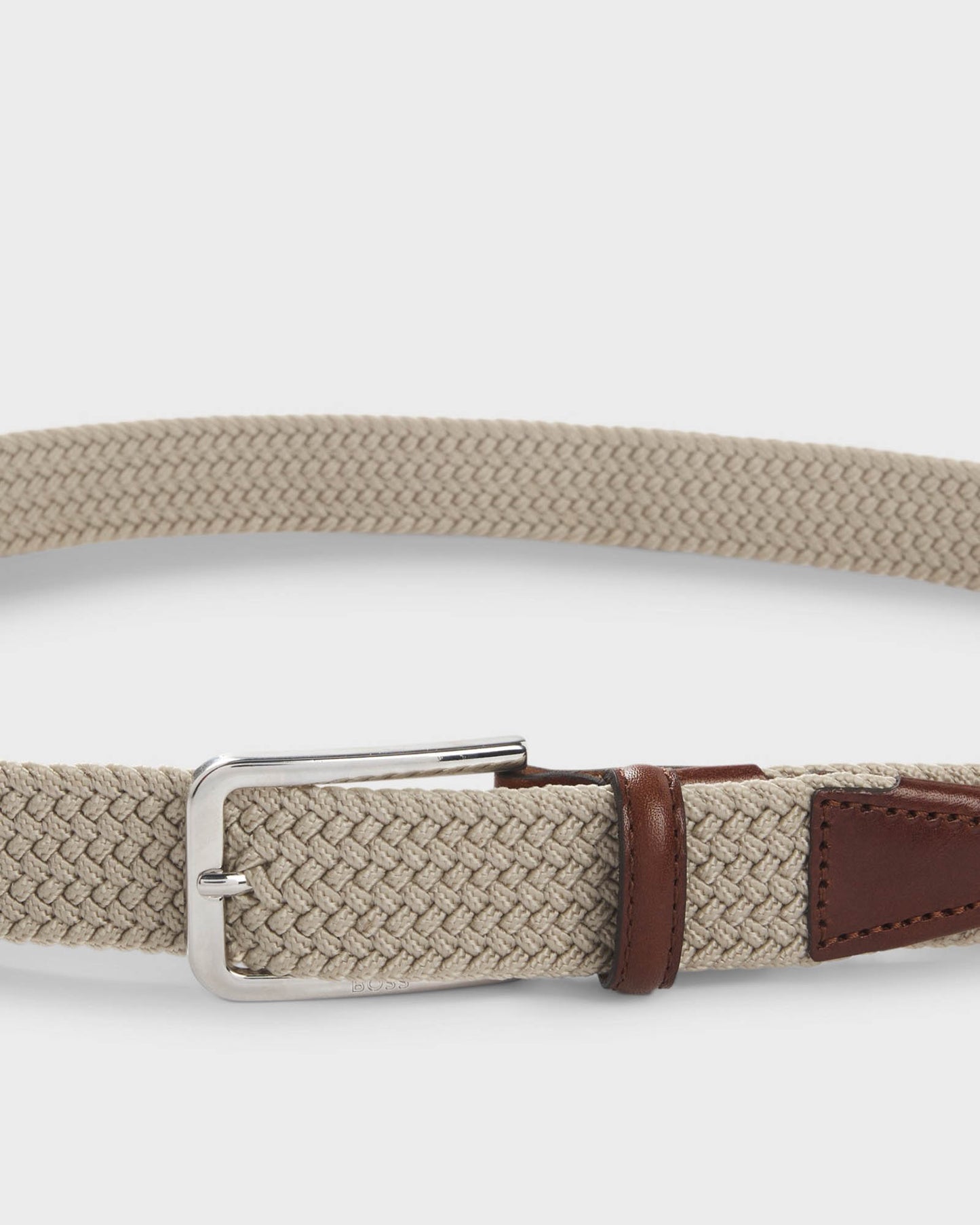BOSS Orange Clorio Mens Fabric Belt - Light Beige 270 | CHO | Designer Mens Belts