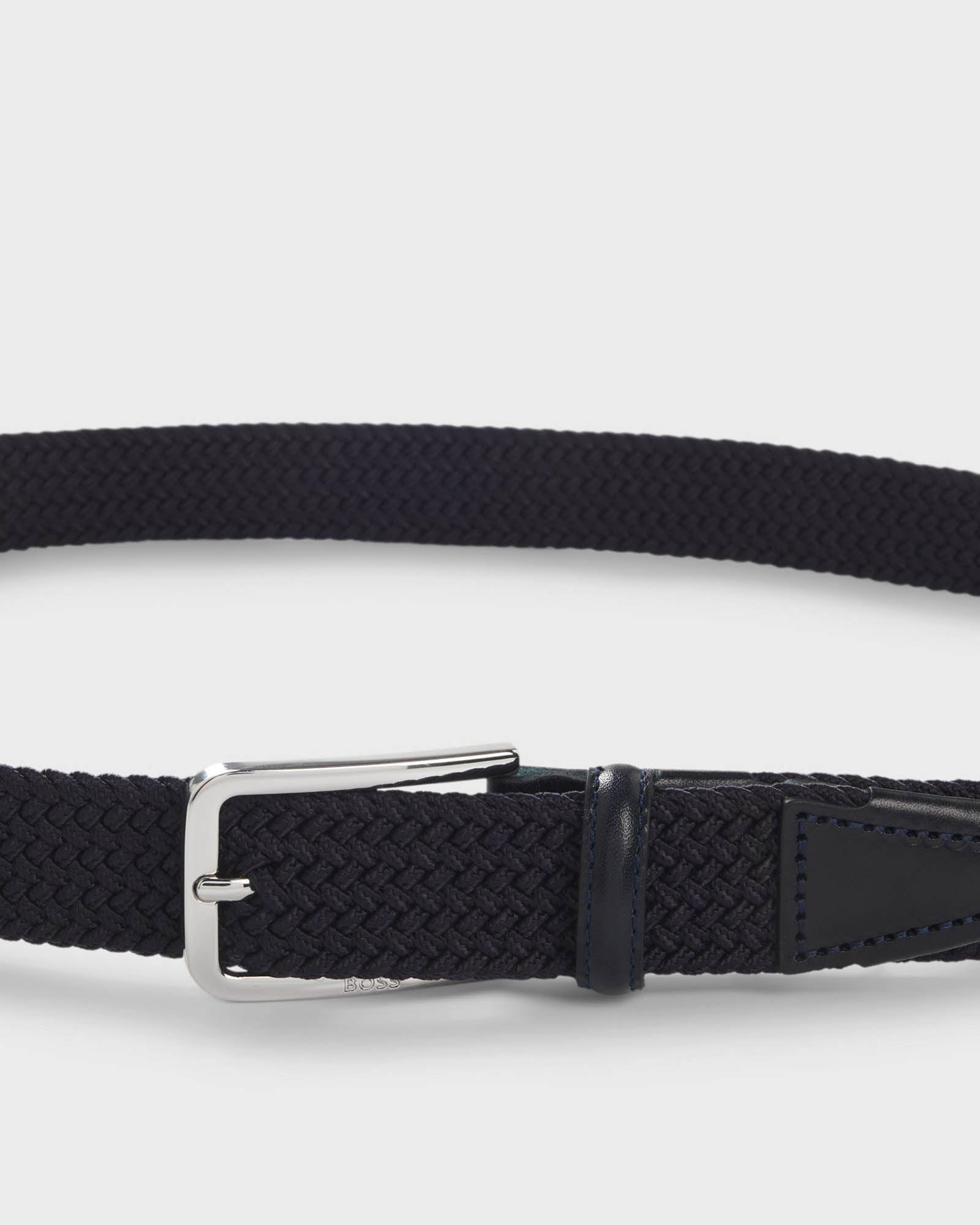 BOSS Orange Clorio Mens Fabric Belt - Navy 410 | CHO | Designer Mens Belts