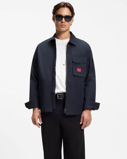 HUGO Emmond Mens Zip Overshirt - Dark Blue 405 | CHO | Designer Mens Overshirts