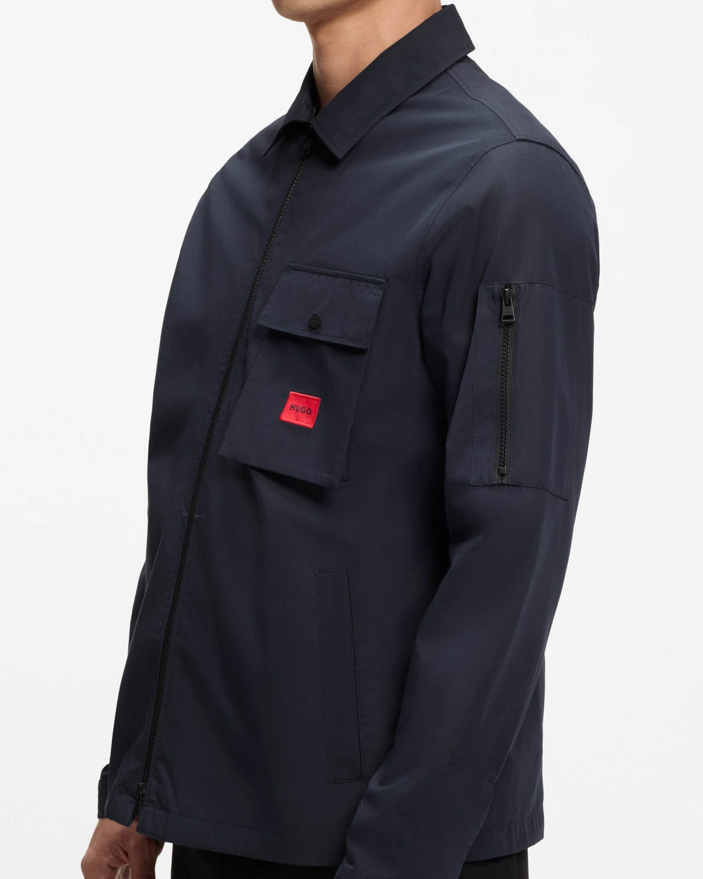 HUGO Emmond Mens Zip Overshirt - Dark Blue 405 | CHO | Designer Mens Overshirts