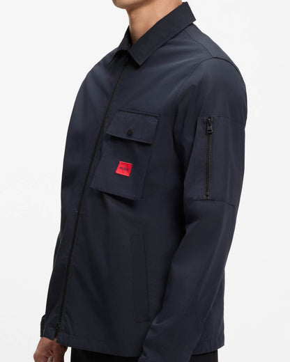HUGO Emmond Mens Zip Overshirt - Dark Blue 405 | CHO | Designer Mens Overshirts
