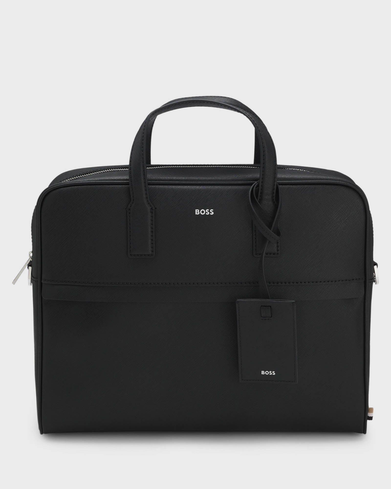 BOSS Orange Zair Mens Document Case with Foil-Print Logo - Black 001 | CHO | Designer Mens Bags