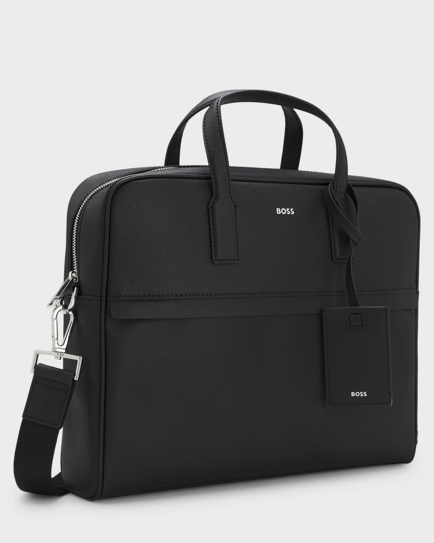 BOSS Orange Zair Mens Document Case with Foil-Print Logo - Black 001 | CHO | Designer Mens Bags
