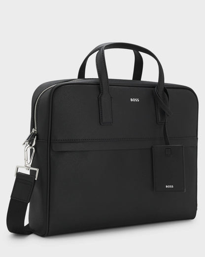 BOSS Orange Zair Mens Document Case with Foil-Print Logo - Black 001 | CHO | Designer Mens Bags