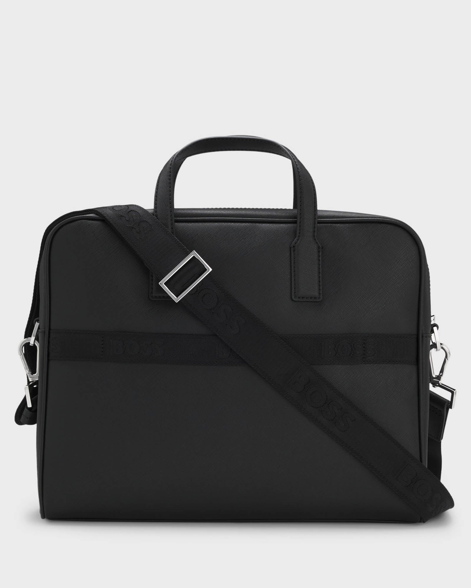 BOSS Orange Zair Mens Document Case with Foil-Print Logo - Black 001 | CHO | Designer Mens Bags