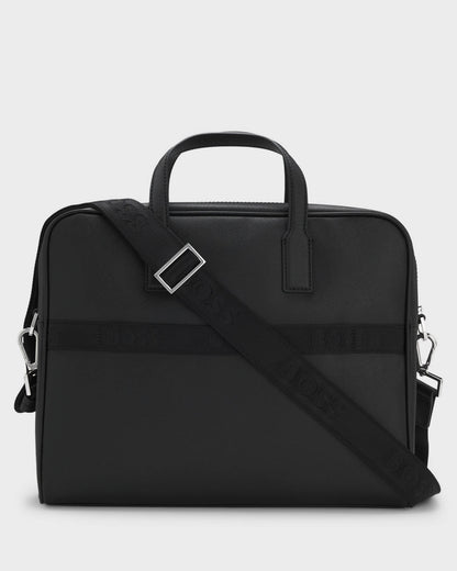 BOSS Orange Zair Mens Document Case with Foil-Print Logo - Black 001 | CHO | Designer Mens Bags