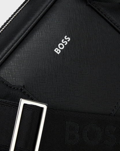 BOSS Orange Zair Mens Document Case with Foil-Print Logo - Black 001 | CHO | Designer Mens Bags