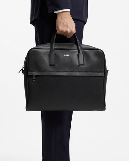 BOSS Orange Zair Mens Document Case with Foil-Print Logo - Black 001 | CHO | Designer Mens Bags