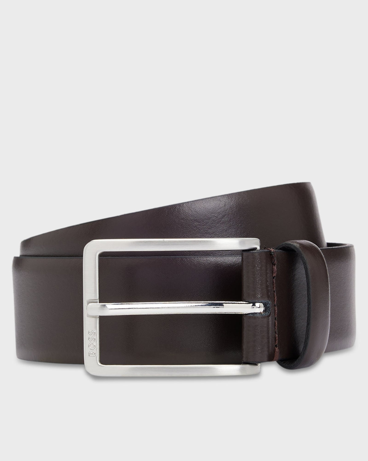 BOSS Orange Erman Mens Leather Belt - Dark Brown 205 | CHO | Designer Mens Belts